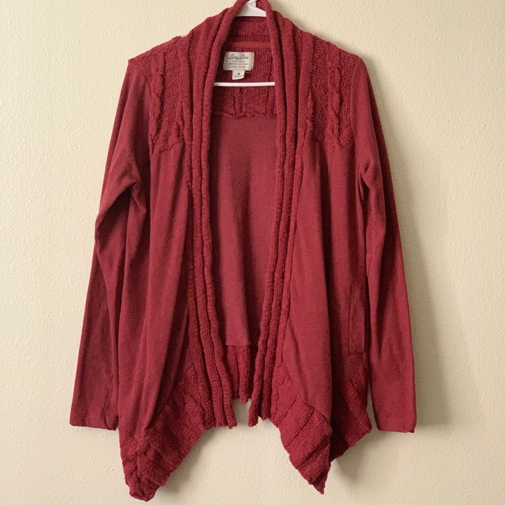 LUCKY LOTUS LUCKY BRAND SOFTEST KNITWEAR CARDIGAN SIZE MEDIUM